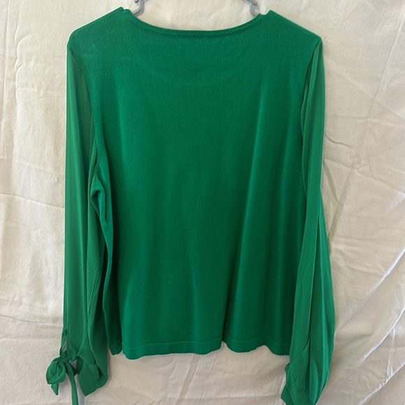 CeCe emerald green holiday top with sheet sleeves - Picture 4 of 4